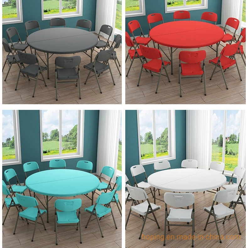 Foshan Maunfacturer Folded Round PVC Table with Four Metal Legs for Outdoor Travel, Picnic, Home Dining Wimbledon Chair