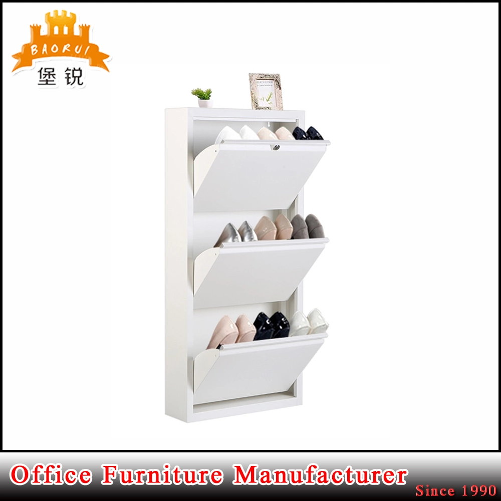 Modern Entryway White Color Shoe Closet Cabinet with 3 Doors