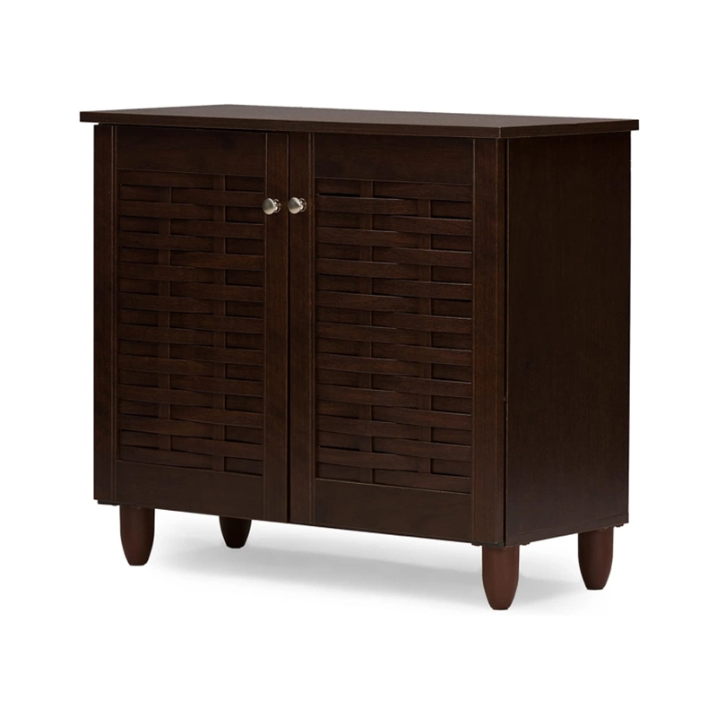 Modern Dark Brown Household Entrance Wooden Shoe Cabinet 0238