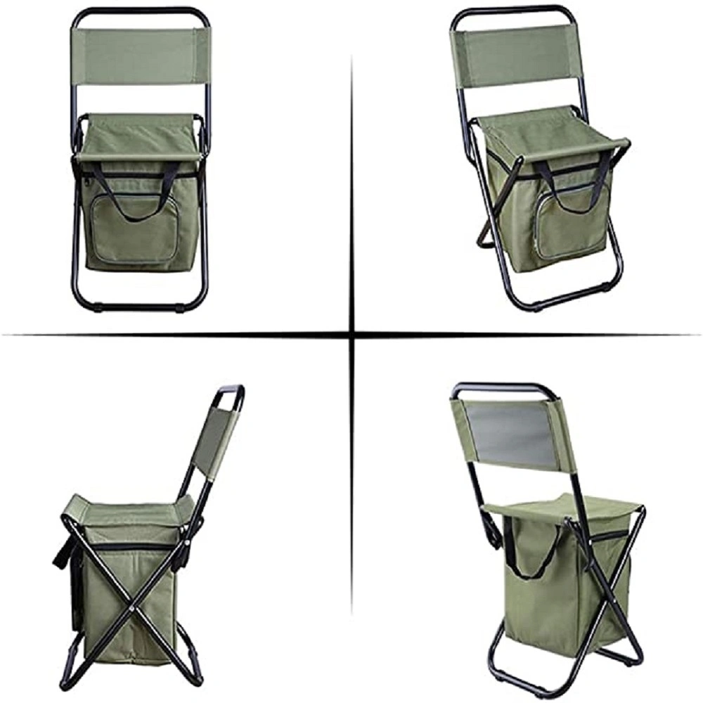 Compact Fishing Stool Foldable Outdoor Beach Camping Chair with Cooler Bag