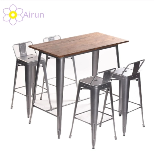 Industrial Vintage Metal Restaurant Furniture Stackable Backrest Dining Cafe Bar Stool Chairs