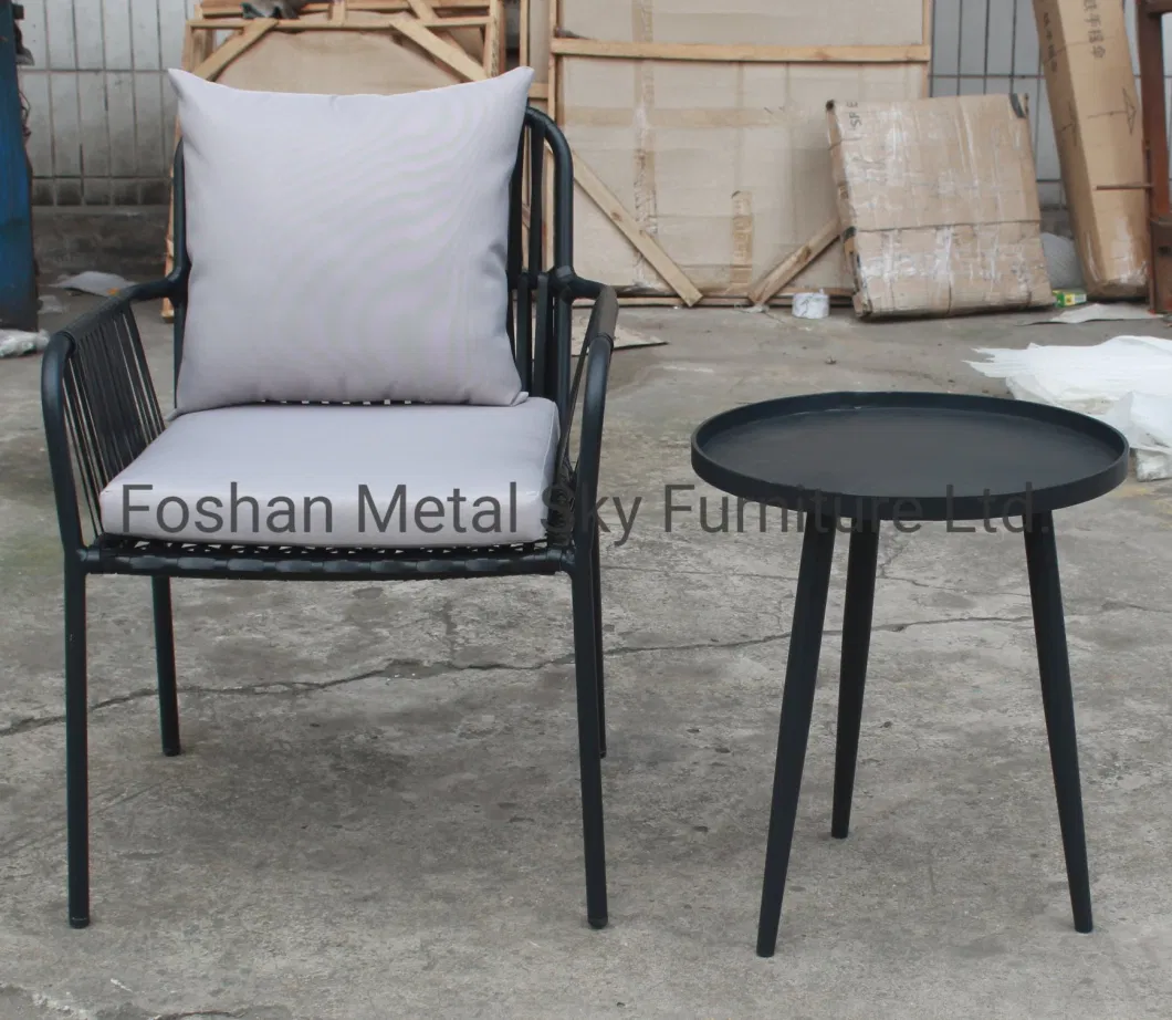 Outdoor Metal Garden Hotel Restaurant Rattan Wicker Rope Table Chair