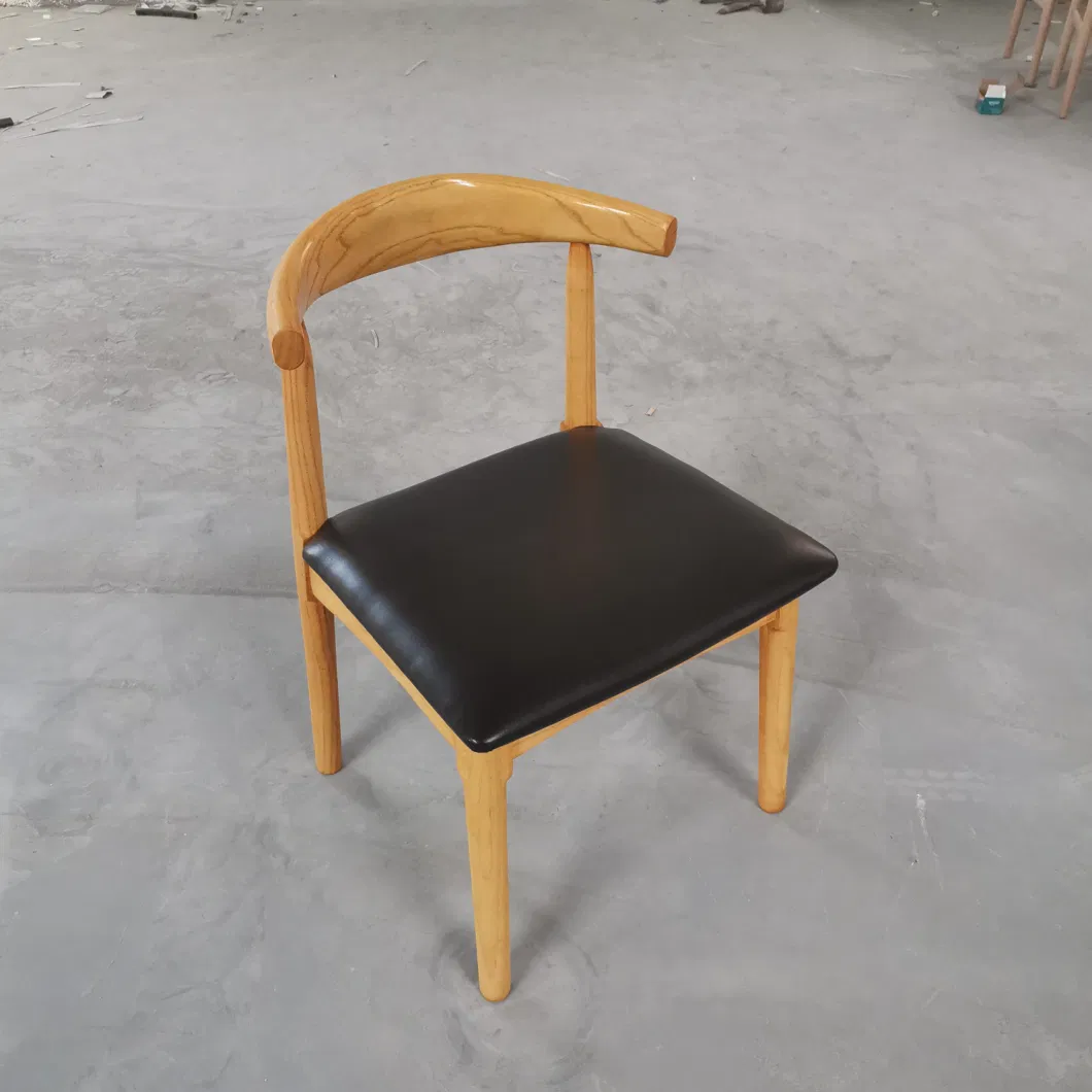 Solid Wood Frame Leather Seat Chair Dining Chair