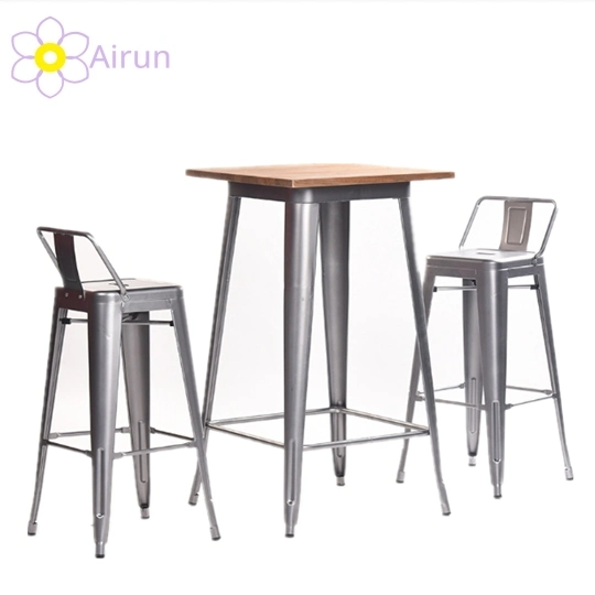 Industrial Vintage Metal Restaurant Furniture Stackable Backrest Dining Cafe Bar Stool Chairs