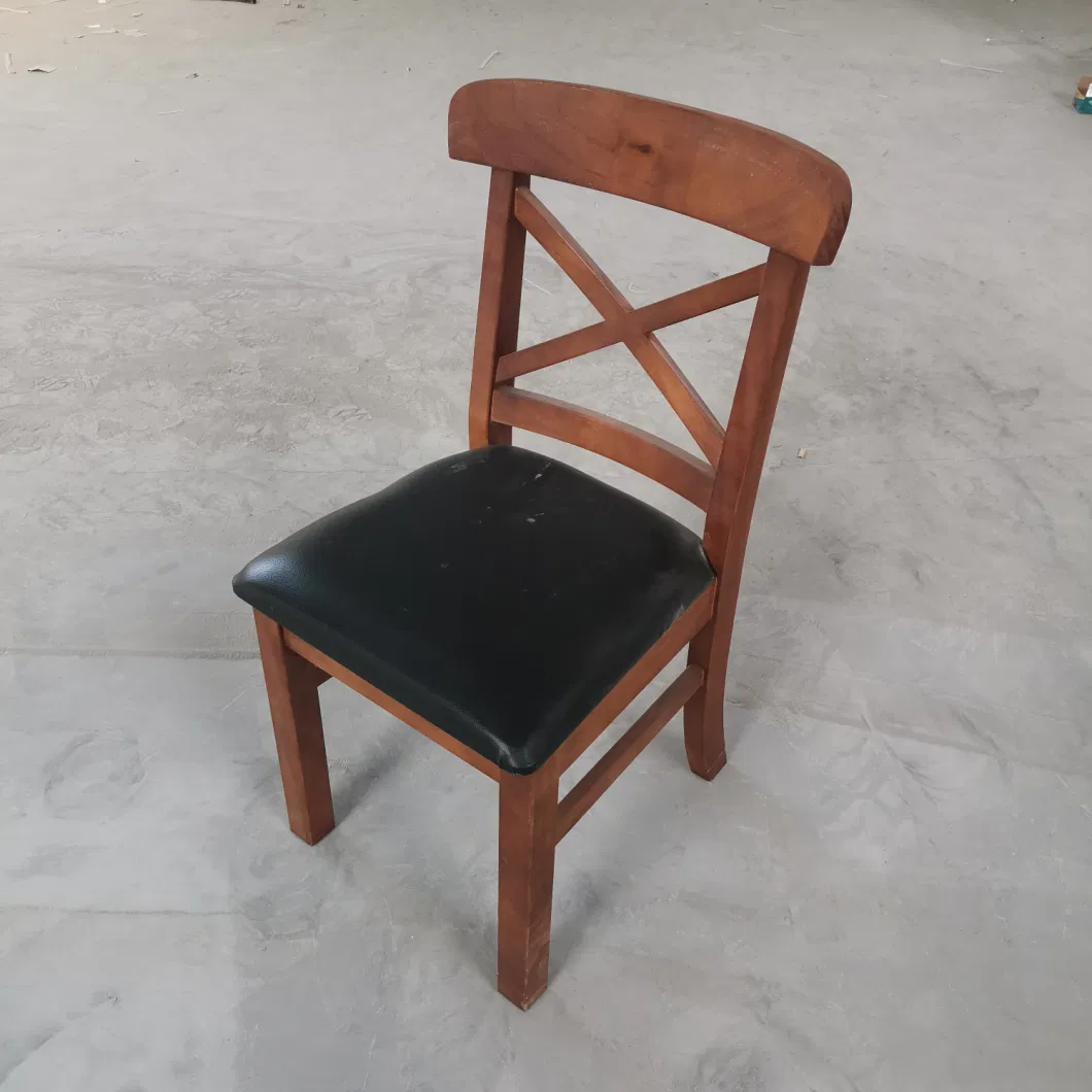 Solid Wood Frame Leather Seat Chair Dining Chair