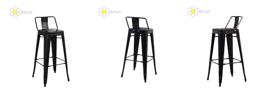 Industrial Vintage Metal Restaurant Furniture Stackable Backrest Dining Cafe Bar Stool Chairs