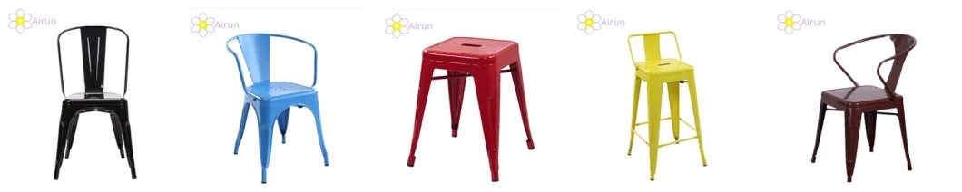 Industrial Vintage Metal Restaurant Furniture Stackable Backrest Dining Cafe Bar Stool Chairs