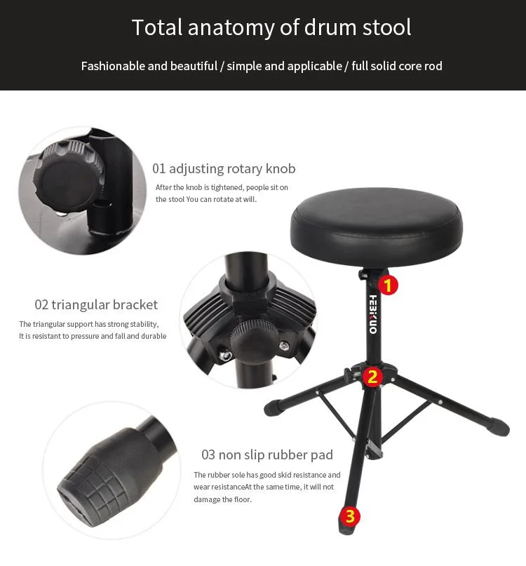 Wholesale Price Music Stool Black Metal Practice Drum Throne/African Drum Seat/Folding Electric Drum Stool Chair