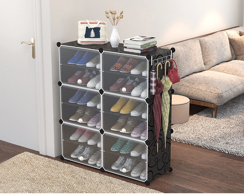 Rack Flip Wood_Shoe_Rack Box Bamboo Wall Solid Wood Entrance Rotating Steel Glass Simple 10 Layer Door 8 Tier Zig Shoe Cabinet