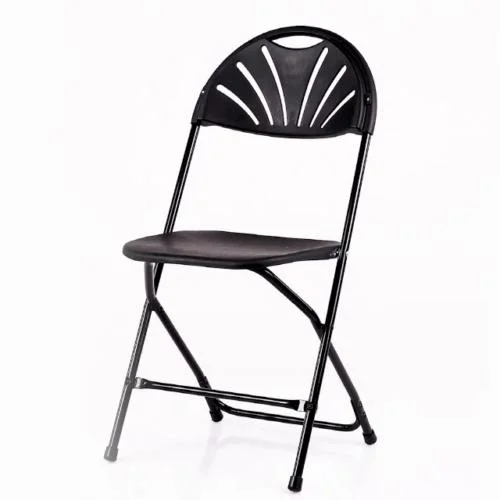 Outdoor Stackable Events Wedding Plastic Black Fan Back Folding Chairs