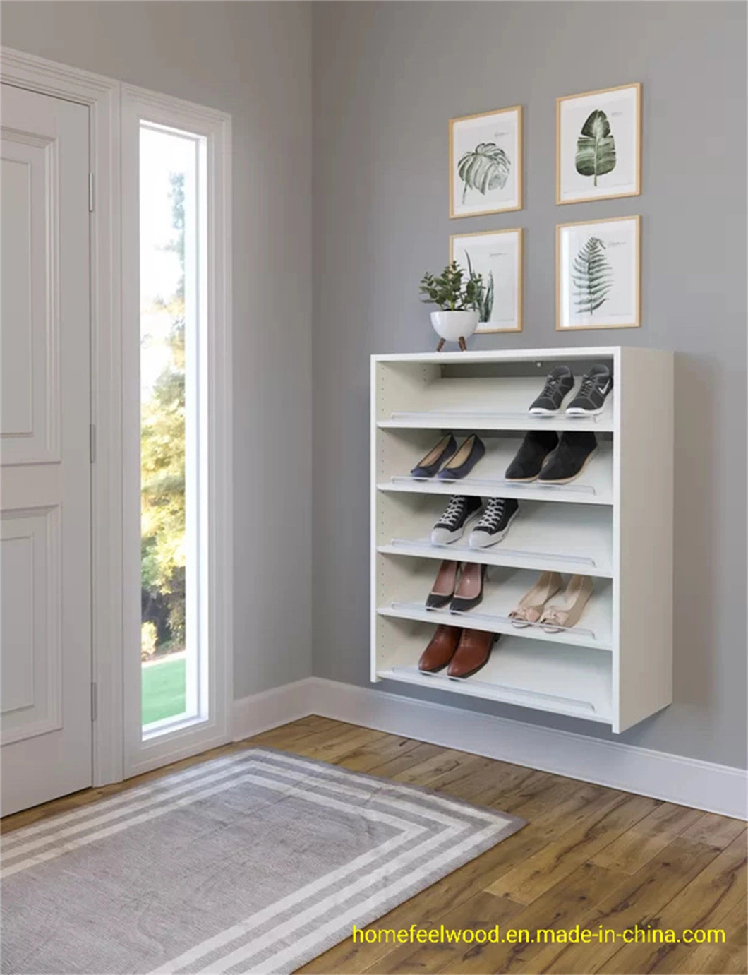 5 Layer Wall Mounted Shoe Storage Rack Shelf (HF-WF3231)