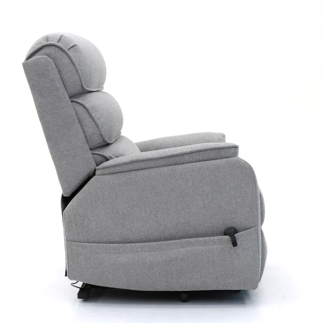 Geeksofa Linen Fabric Dual Motor Power Medical Lift Recliner Chair with Massage and Lying Flat 180 Degrees for The Elderly