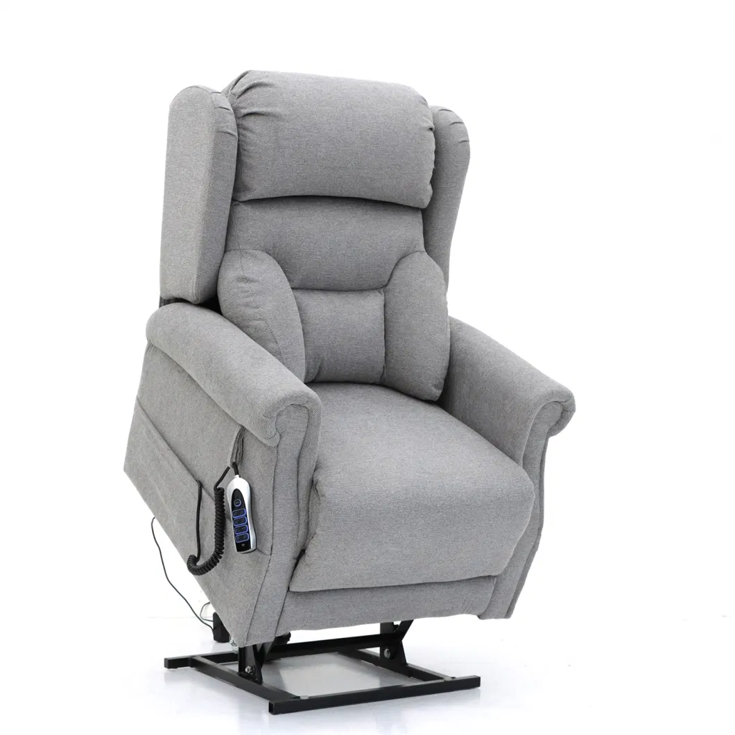 Geeksofa Linen Fabric Quad Motor Power Medical Lift Recliner Chair with Power Headrest and Lumbar Support for The Elderly