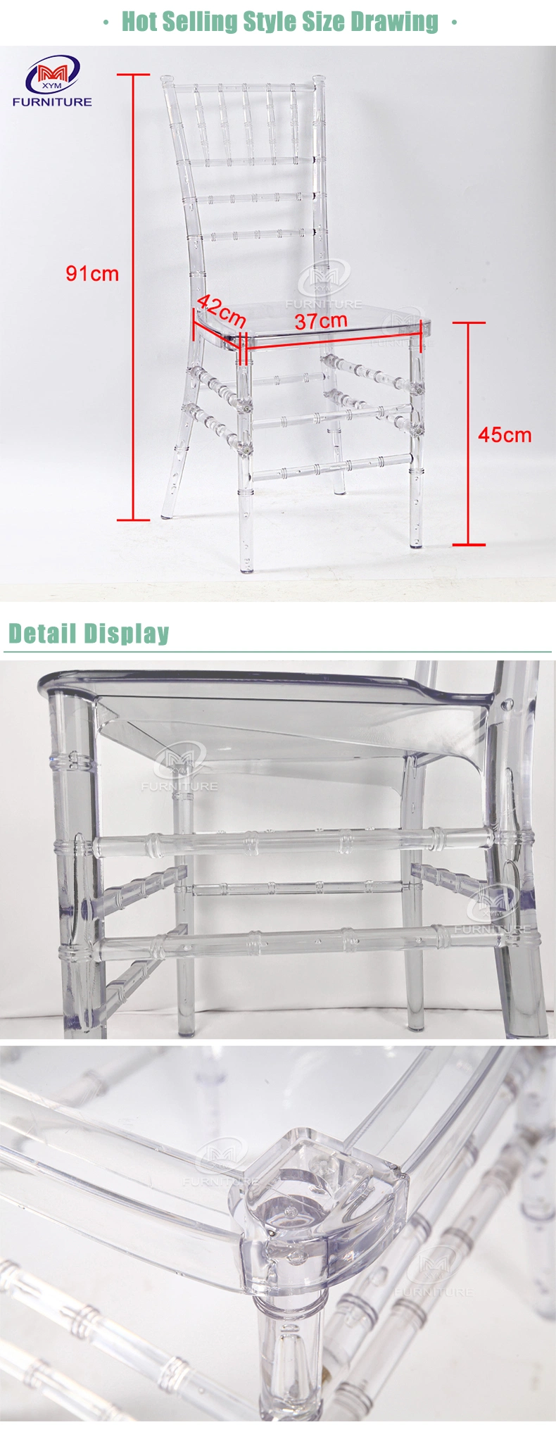 Plastic Transparent/Crystal Banquet Wedding Chiavari Tiffany Chair