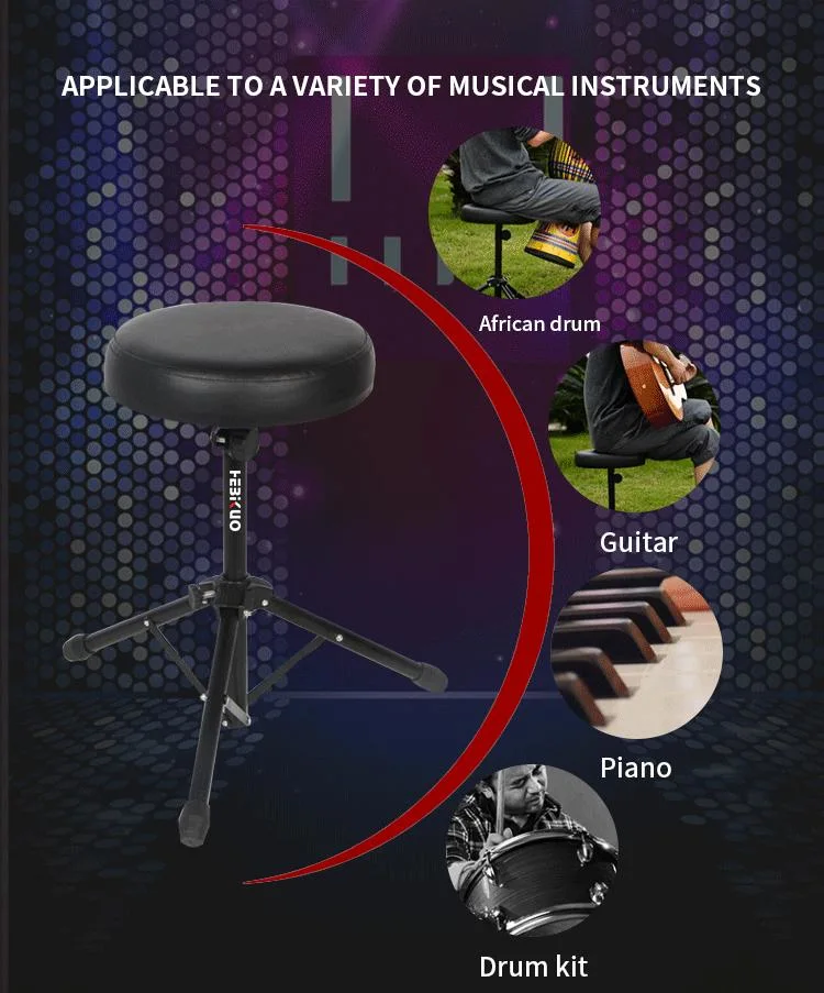 Wholesale Price Music Stool Black Metal Practice Drum Throne/African Drum Seat/Folding Electric Drum Stool Chair