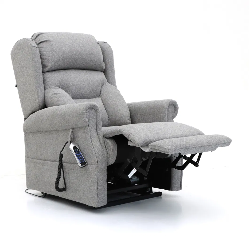 Geeksofa Linen Fabric Quad Motor Power Medical Lift Recliner Chair with Power Headrest and Lumbar Support for The Elderly