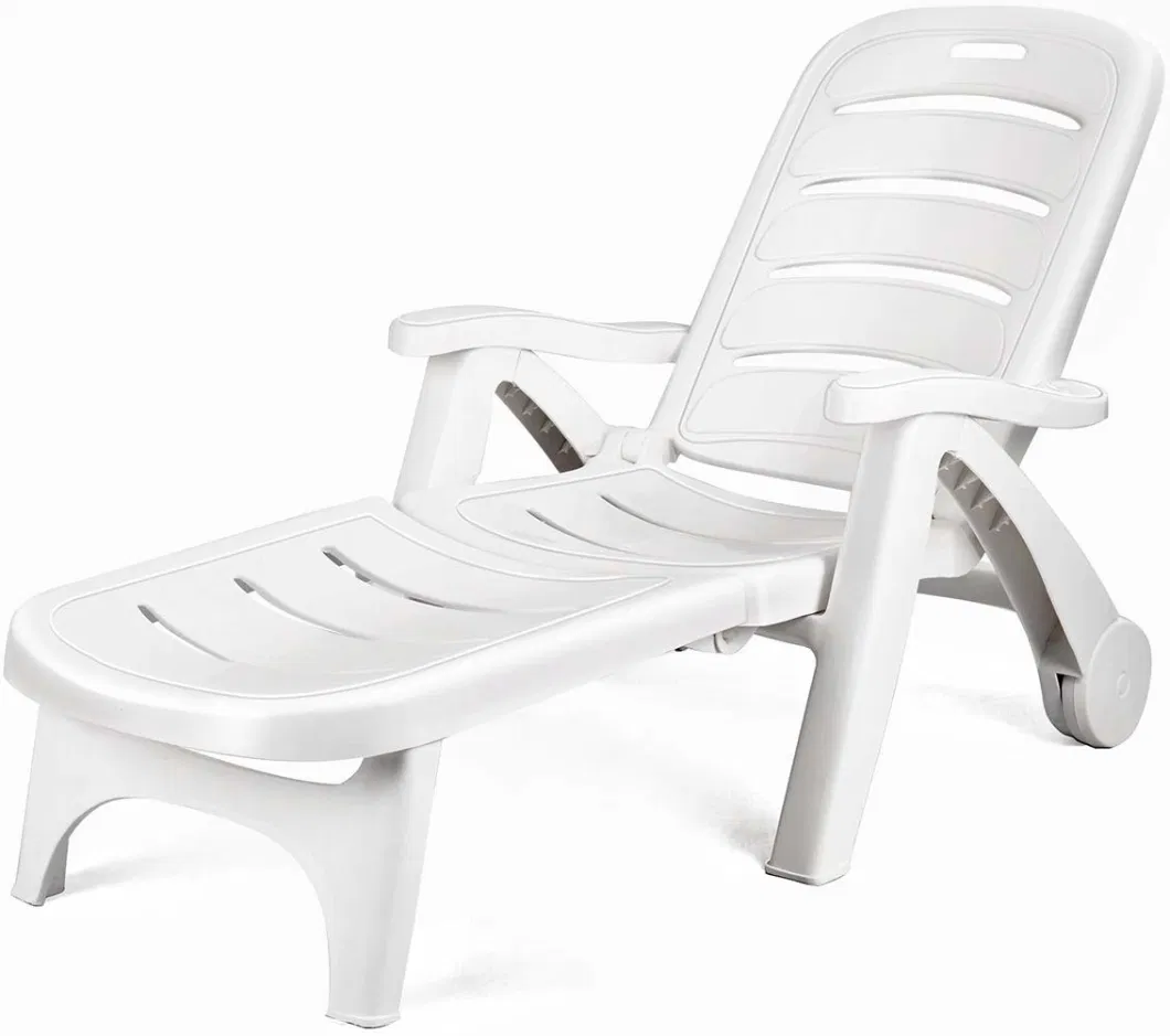 Plastic Foldable Beach Chair Pool Chaise Lounge