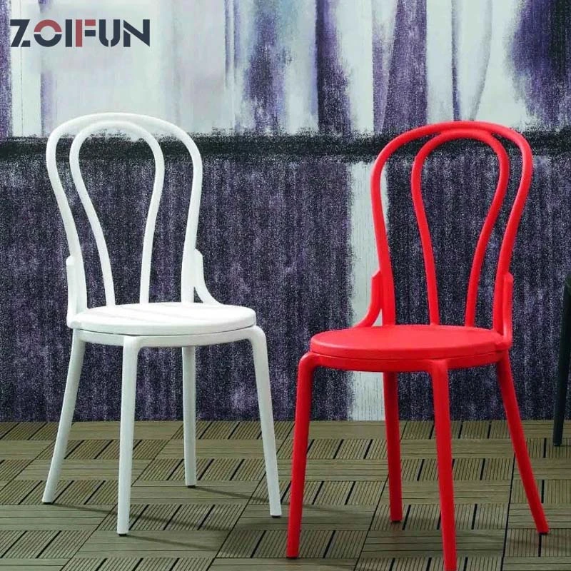 Modern Garden Furniture Monoblock Stackable White Black Red Plastic Chair