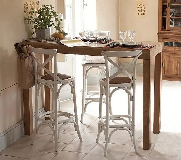 High Quality Wedding Chair Cross Back Bar Stool Vintage Bar Chair Solid Wood Dinning Chair (ZG25-002)