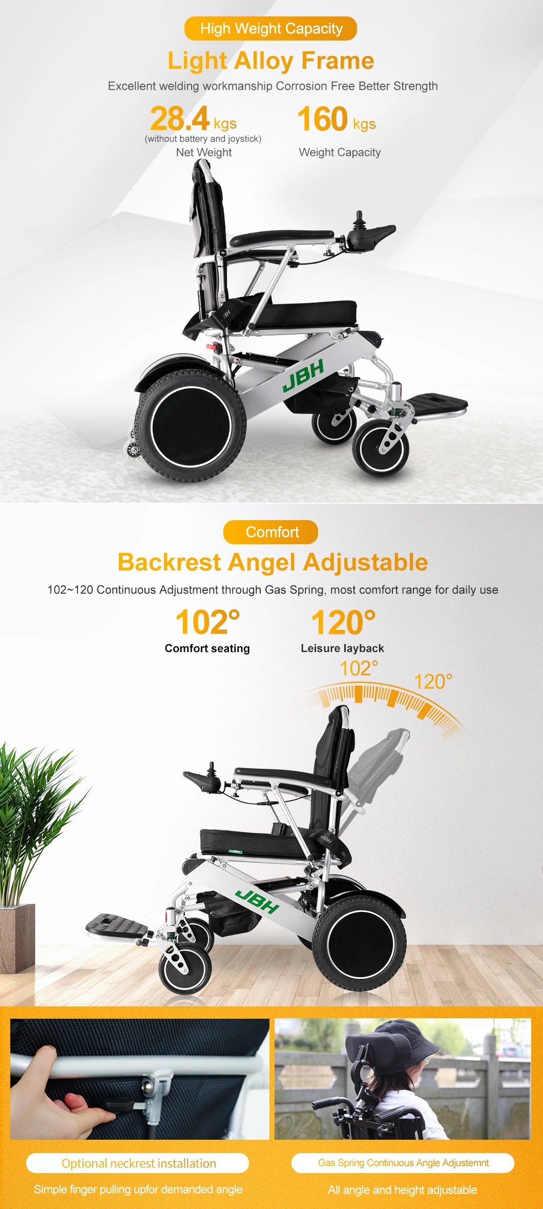 OEM ODM Portable Motorized Electric Wheelchair Handicapped Folding Power Chair