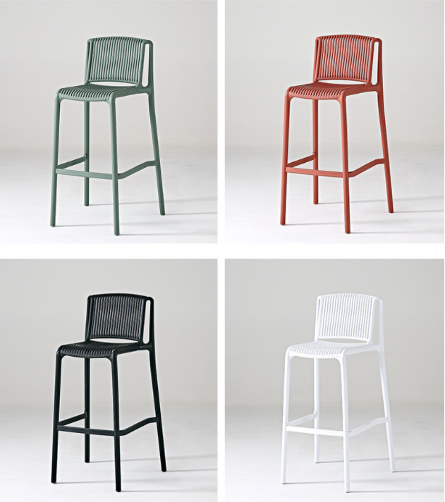 Outdoor Plastic Bar Chairs with Modern Colorful Stackable Backrest Bar Stool Chairs