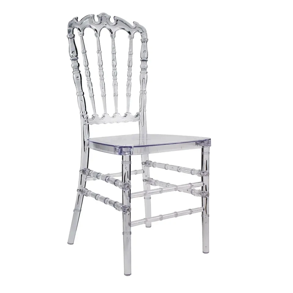 Wholesale Cheap Price Clear Plastic Resin Chivari Tiffany Phoenix Napoleon Transparent Hotel Chiavari Chair for Wedding