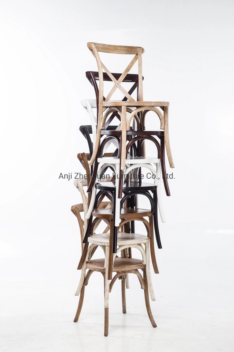 Manufacturer of Cross Back Wood Stacking Wedding Event Furniture Dining Cane Banquet Chair (ZG11-002)