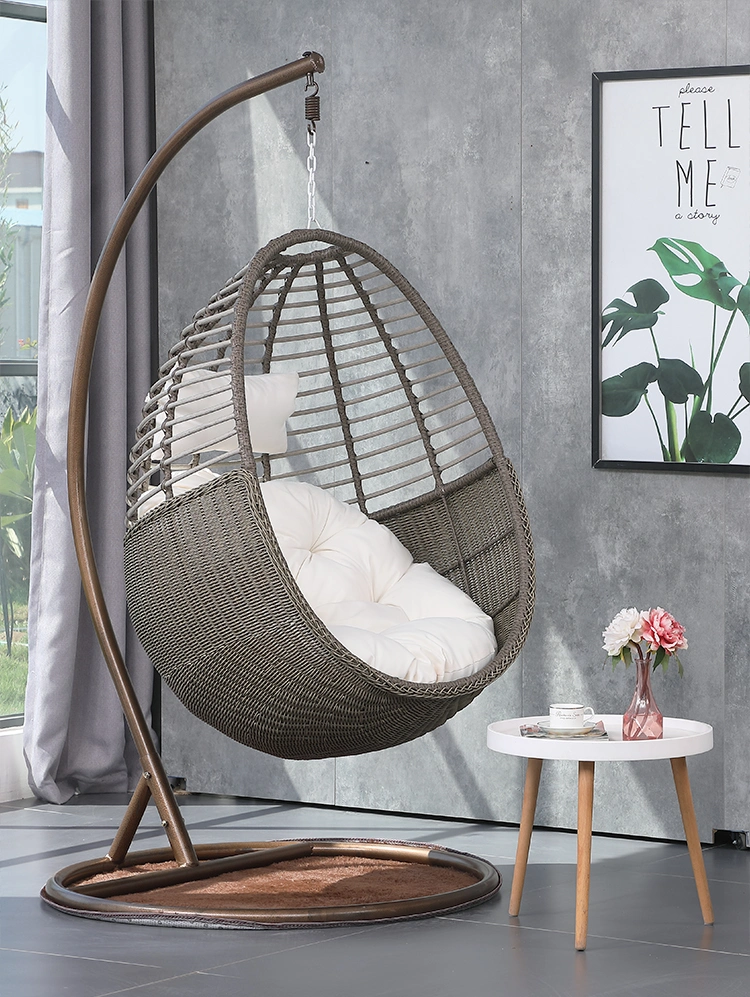 Modern Rattan Hanging Swing Chair with Stand Patio Swings Rocking Basket Hammock Chair Balcony Courtyard Garden Outdoor Furniture