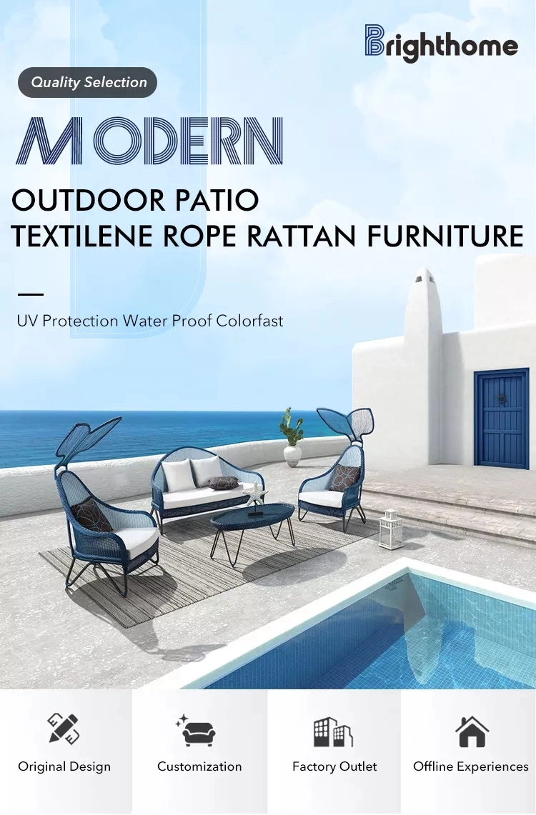 Aluminium PE Rattan Ocean Mediterranean Style Garden Patio Furniture Outdoor Terrace Rattan Recliner Sun Lounger