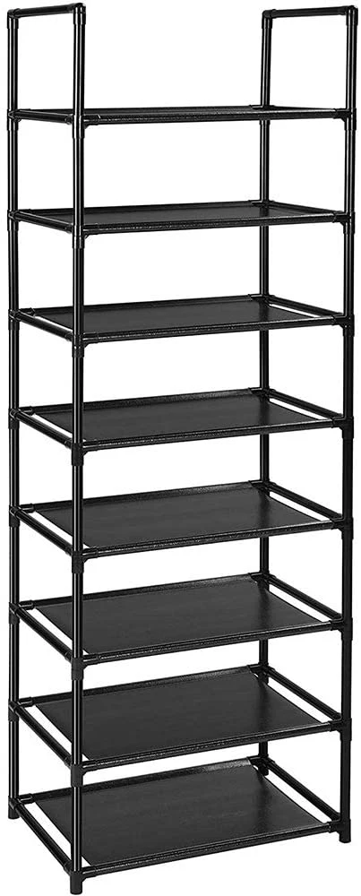 16 Pairs Space Saving Black Shoe Rack Organizer Shelf Stand Tower