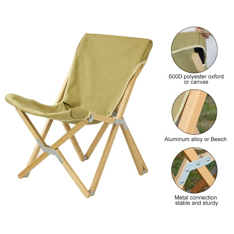 Outdoor Collapsible Foldable Bamboo Lawn Chairs Leisure Folding Relaxing Wooden Camping Chairs