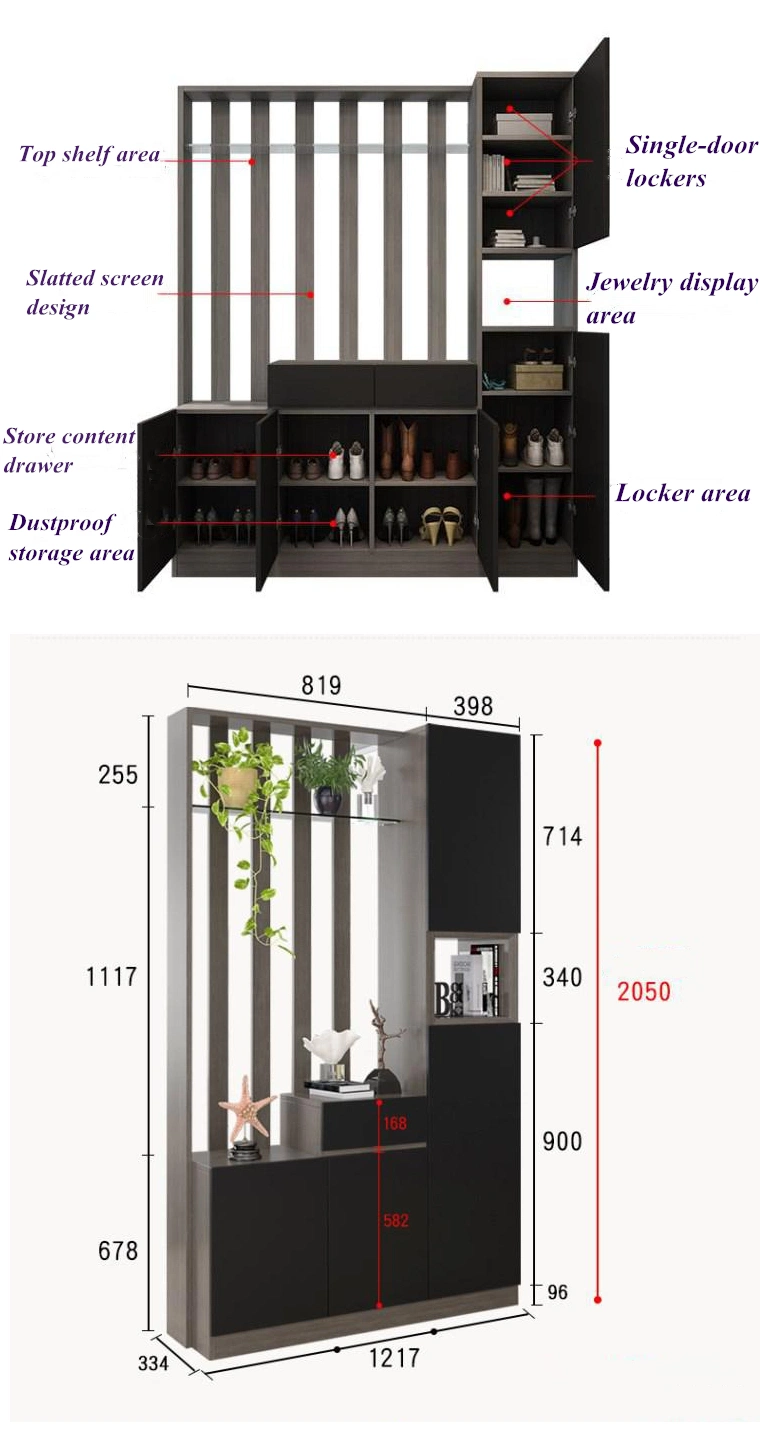 Modern Wall Mounted Storage Mirror Soft Seat Combination Shoes Rack Living Room Cabinet