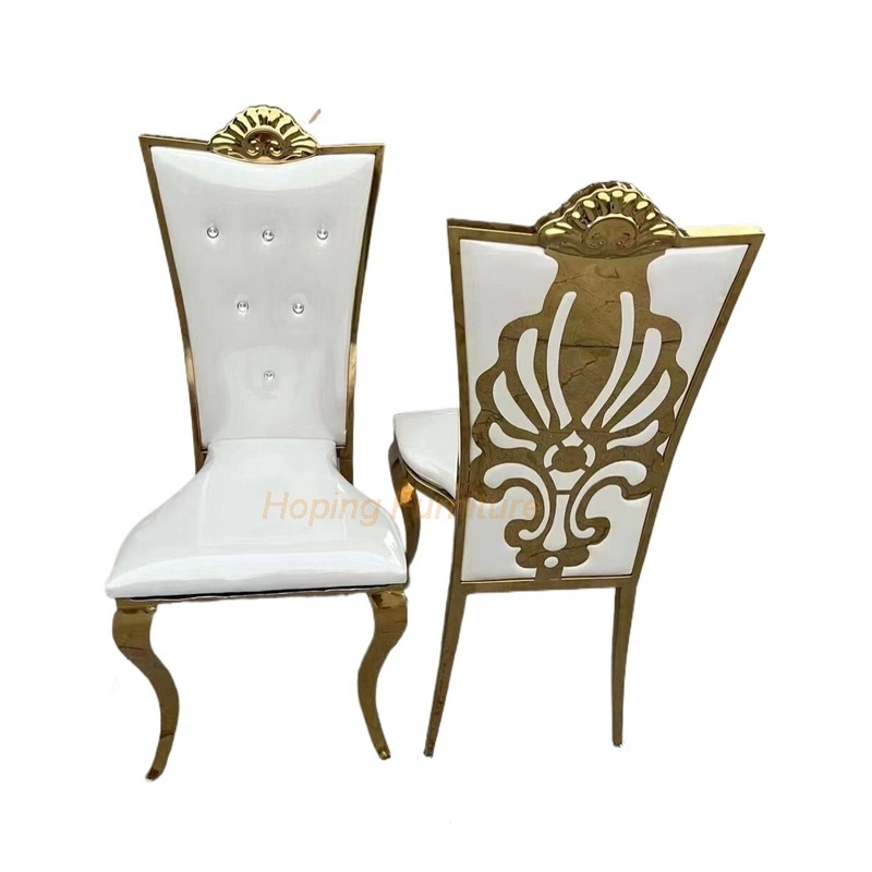 Dubai Banquet Black Waterdrop Design Back Golden Stainless Steel Chair Hotel Party Dining Chairs