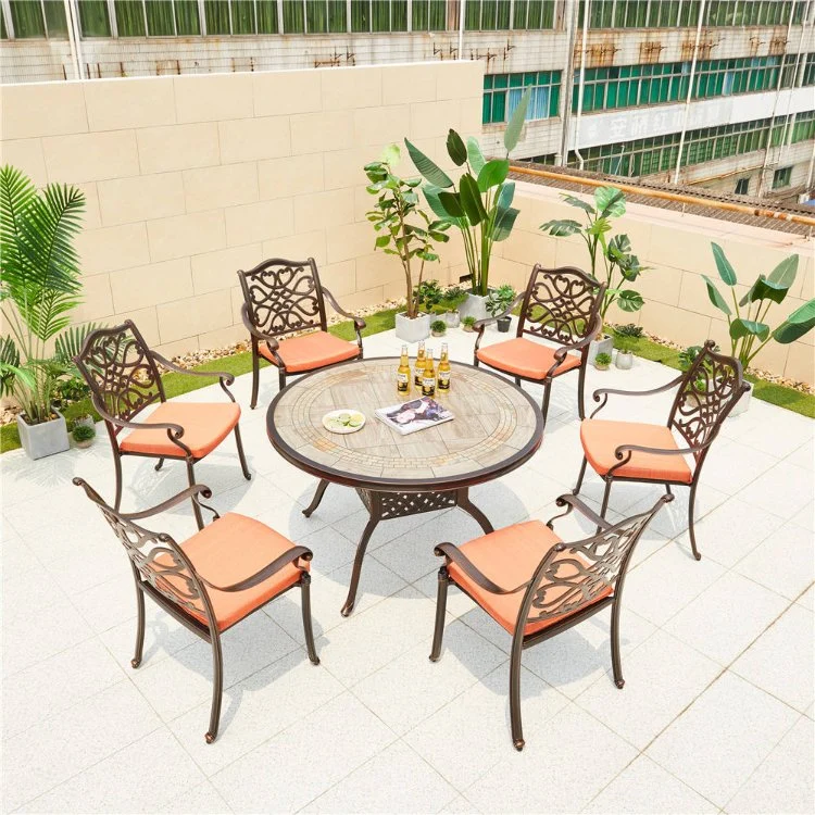 Hot Sales European Style Bronze Cast Aluminum Antique Outdoor Furniture Chairs and Table Bistro Patio Garden Sets