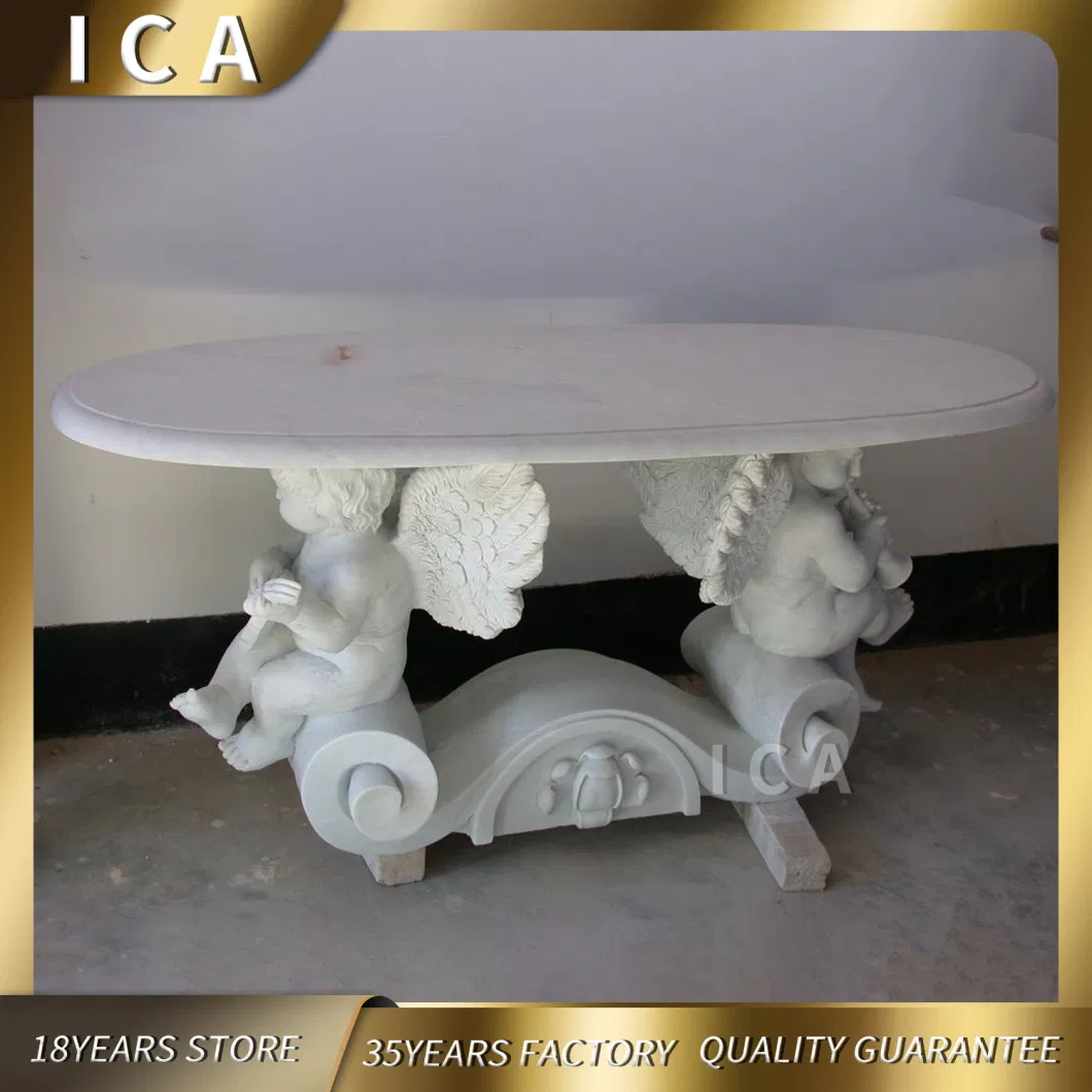 Manufacturer Wholesale Round Natural Children Statue Marble Garden Table