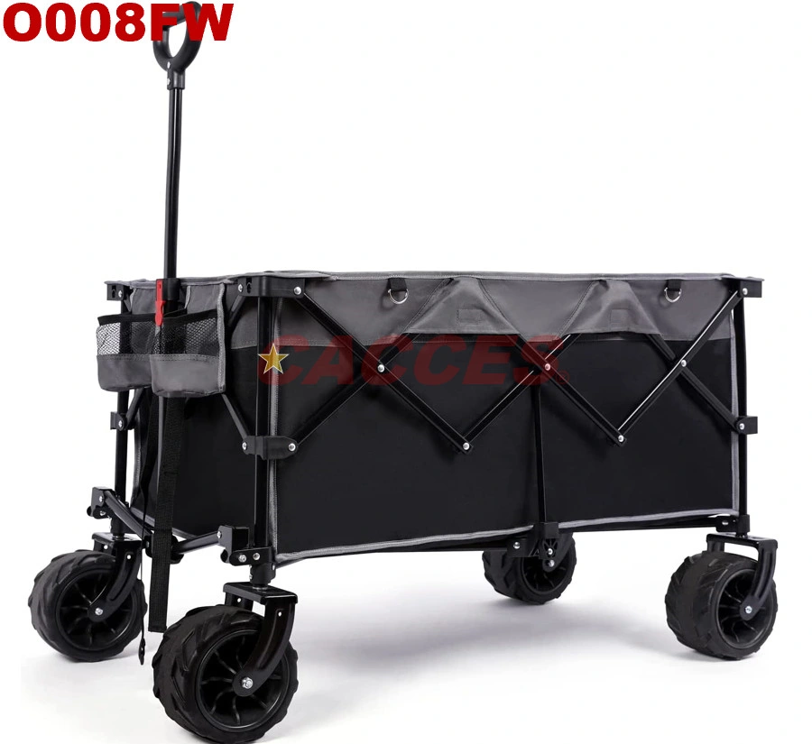 Cacces Collapsible Folding Utility Wagon Cart with 8 Inches Wheels Telescoping Handle for Outdoor Garden &amp; Beach Use, All Color, Sizes Factory Wholesale O006fw