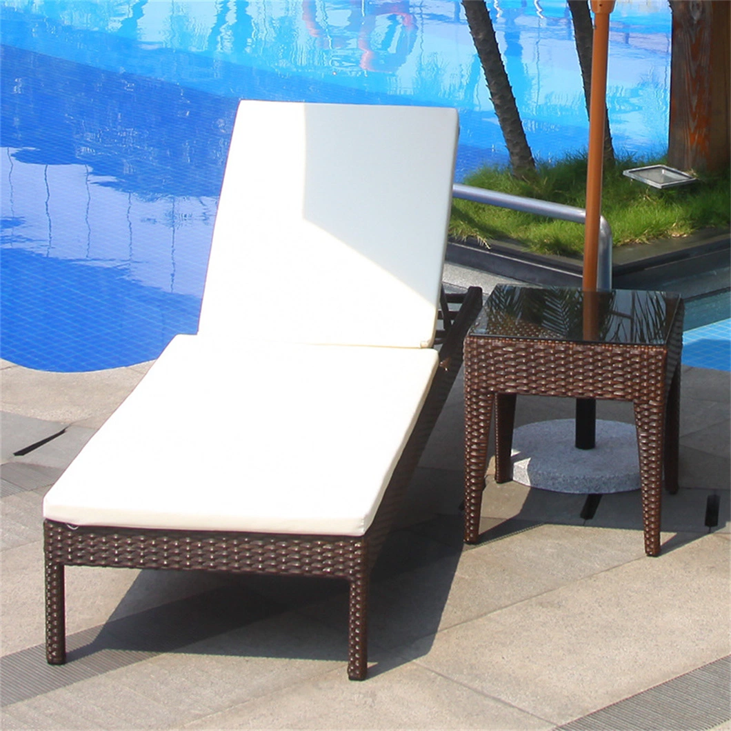 Hot Sale Rattan Garden Chair Modern Patio Leisure Chair Wicker Sunbed Aluminium Beach Bed Outdoor Sun Lounger