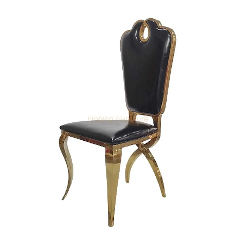 Dubai Banquet Black Waterdrop Design Back Golden Stainless Steel Chair Hotel Party Dining Chairs