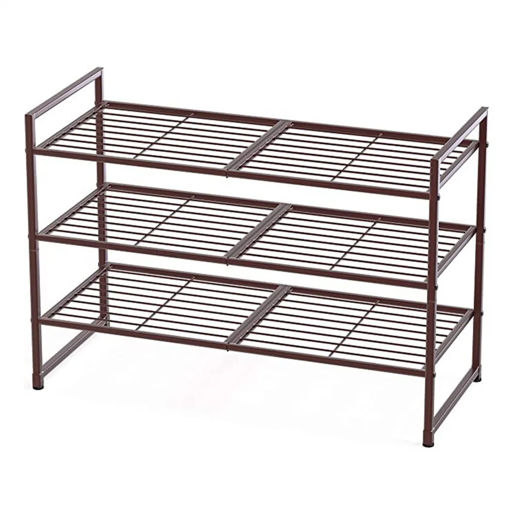 Stackable Storage Shelf Bronze Expandable Adjustable Organizer Wire Grid Shoe Racks