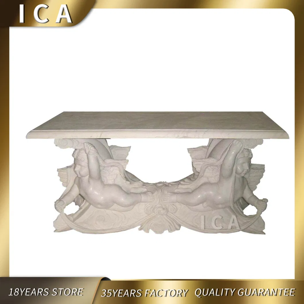 Manufacturer Wholesale Round Natural Children Statue Marble Garden Table