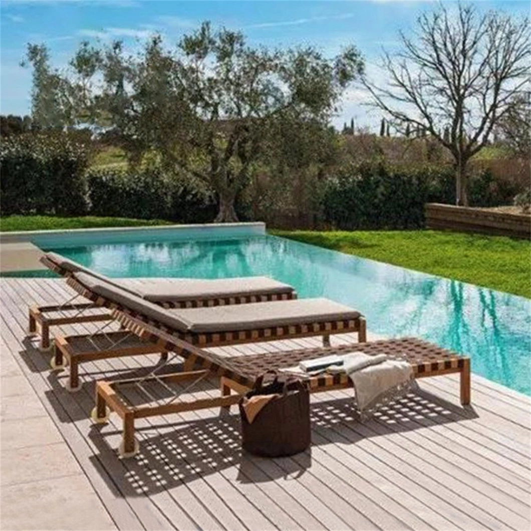 Outdoor Swimming Pool Beach Furniture Sun Lounger Aluminum Frame Chaise Lounger