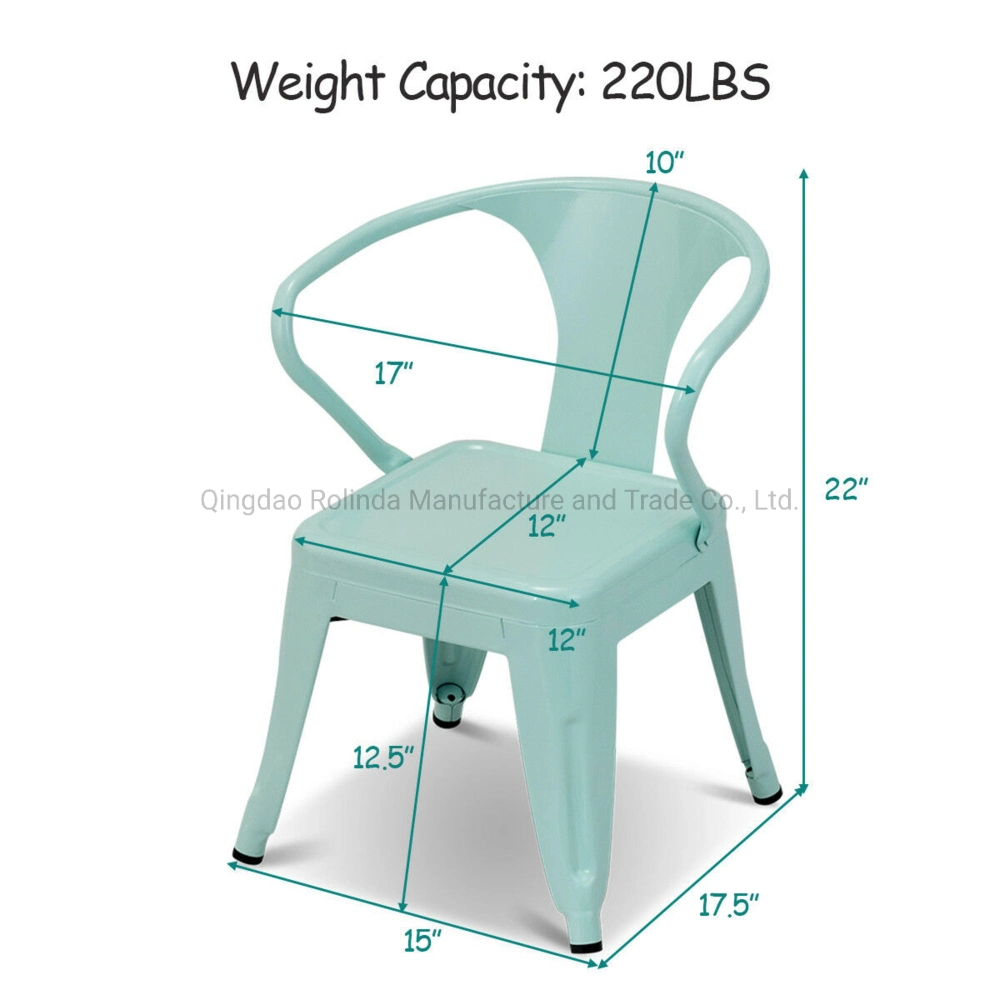 Antique Iron Stackable Restaurant Bar Industrial Style Kid Children Tolix Cafe Dining Metal Chair