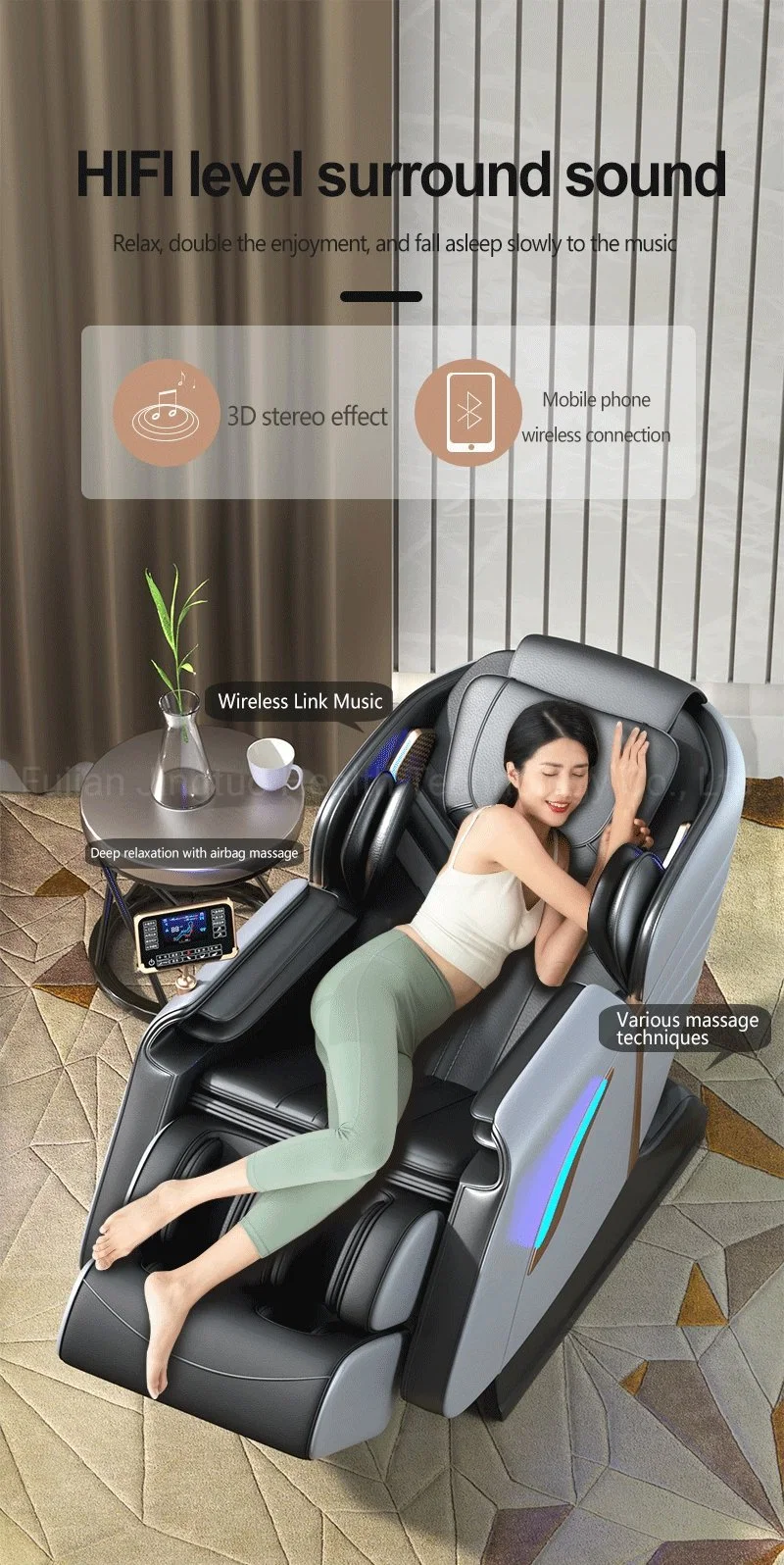 2023 Factory Manufacture PU Leather Material Color Option Full Body Massage Chair Luxury Zero Gravity