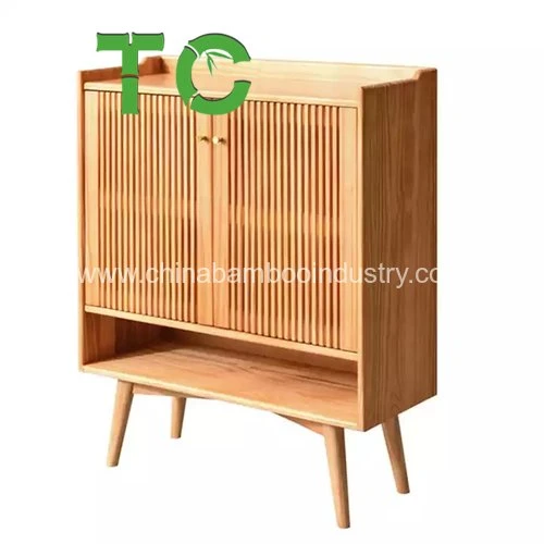 Wholesale Bamboo Shoe Rack Cabinets Bamboo Shoe Organizer with Door Multifunctional Free Standing Shoe Shelf Floor Storage Cabinet