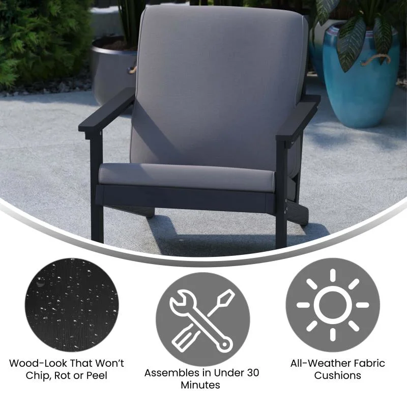 High Quality Morden Outdoor Chair Hotel Restaurant Patio Garden Chair Dining Chair Plastic Wood Outdoor Chair in Black