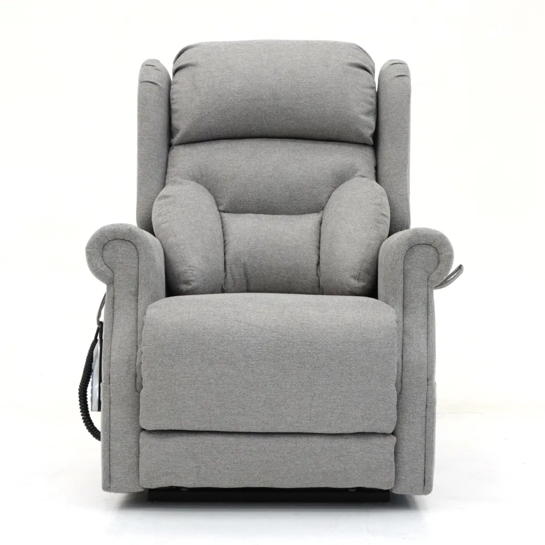 Geeksofa Linen Fabric Quad Motor Power Medical Lift Recliner Chair with Power Headrest and Lumbar Support for The Elderly