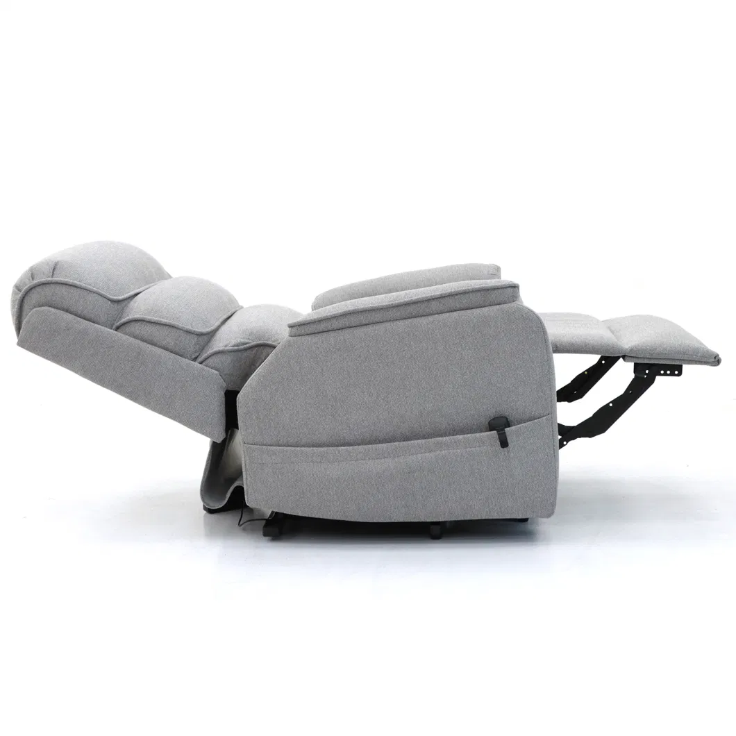 Geeksofa Linen Fabric Dual Motor Power Medical Lift Recliner Chair with Massage and Lying Flat 180 Degrees for The Elderly