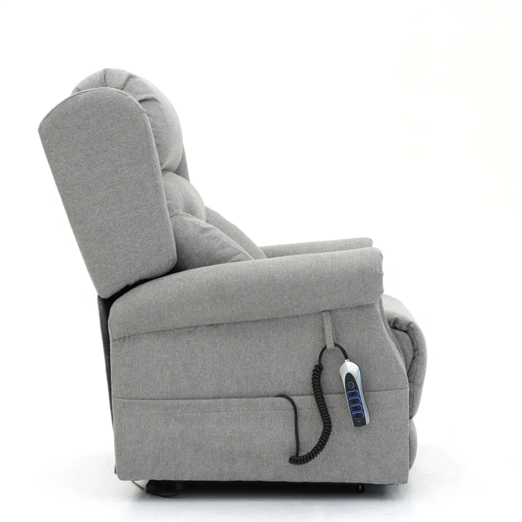 Geeksofa Linen Fabric Quad Motor Power Medical Lift Recliner Chair with Power Headrest and Lumbar Support for The Elderly