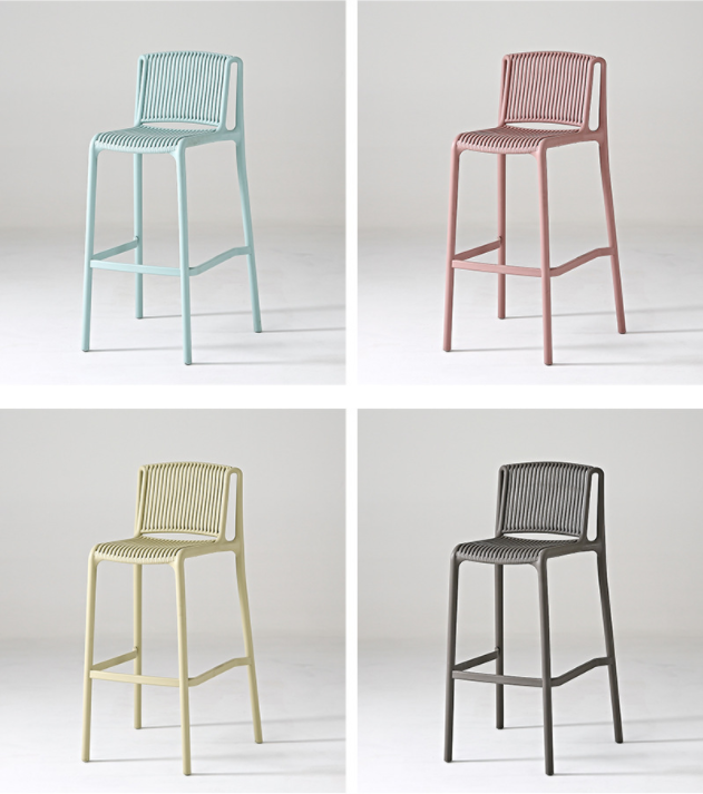 Outdoor Plastic Bar Chairs with Modern Colorful Stackable Backrest Bar Stool Chairs