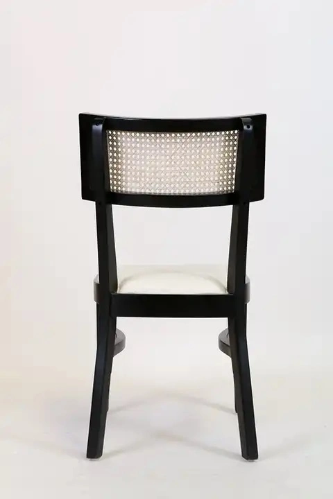 Restaurant Furniture Wooden Dining Chair Cane Wicker Square Back Stackable Wood Chair